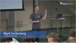 Mark Zuckerberg en conferencia en las oficinas de Facebook