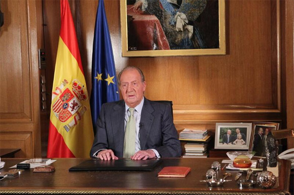 Gráfica del mensaje ofrecido por el Rey Juan Carlos al anunciar su abdicación.